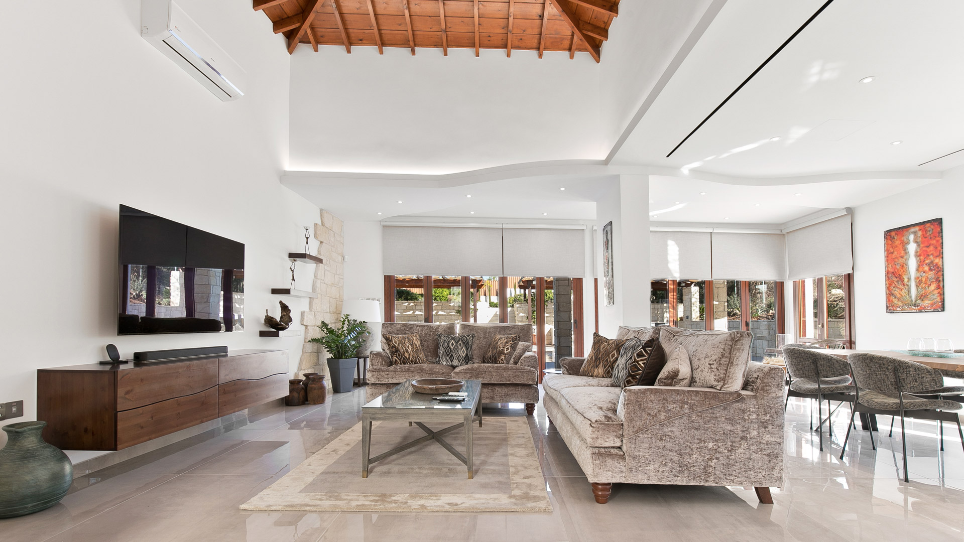 Interior living area of Villa 220 on Aphrodite Hills, after renovation.